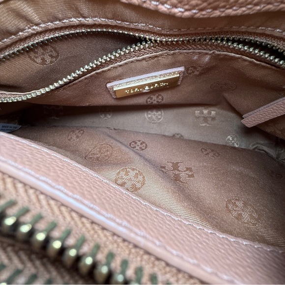 TORY BURCH Britten Flap Tan Leather Shoulder Bag Purse - Picture 12 of 13